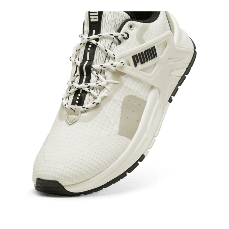 PUMA Pacer+ Trail Sneakers in Warm White/Black/Vapor Grey Angle 2