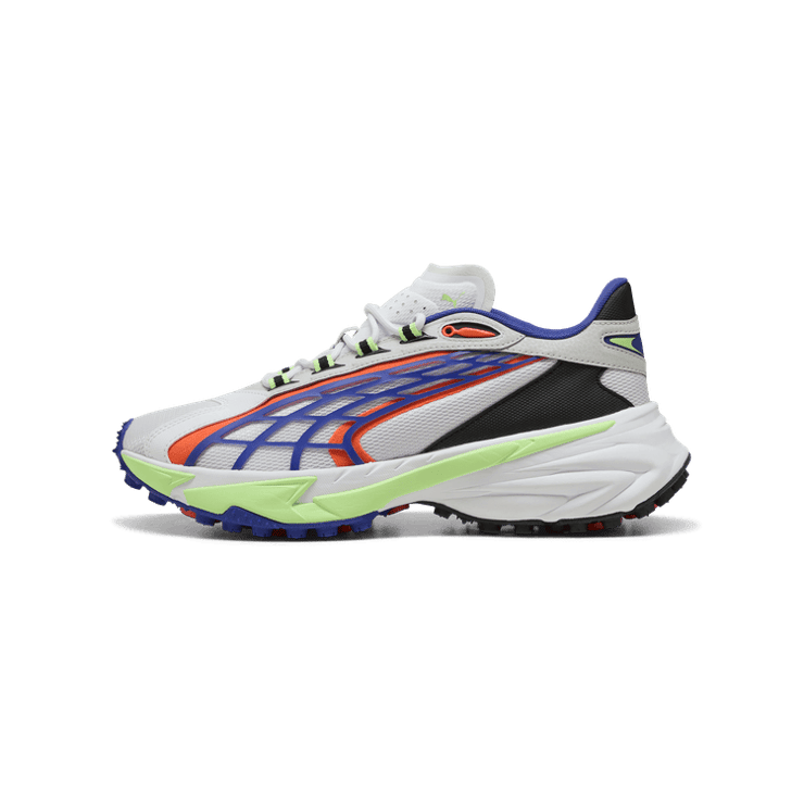 PUMA Spirex Raceday Sneakers in White/Fizzy Apple Angle 1