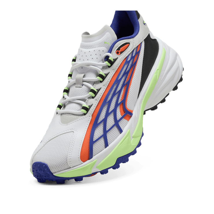 PUMA Spirex Raceday Sneakers in White/Fizzy Apple Angle 2