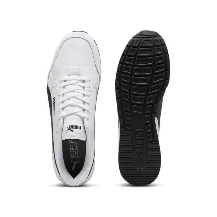 PUMA ST Runner v4 Leather Sneakers in White/Black/Cast Iron Angle 0