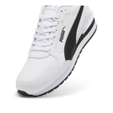 PUMA ST Runner v4 Leather Sneakers in White/Black/Cast Iron Angle 2