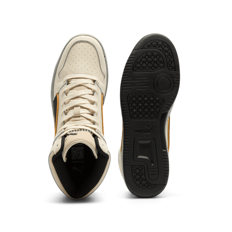 PUMA Rebound LayUp Nylon Sneakers in Alpine Snow/Black/Clementine Angle 0