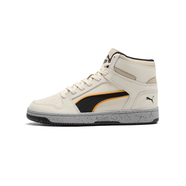 PUMA Rebound LayUp Nylon Sneakers in Alpine Snow/Black/Clementine Angle 1