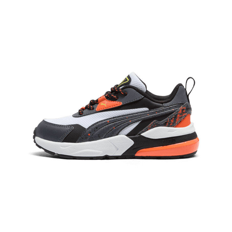 PUMA Vis2k Full Throttle Sneakers in White/Galactic Grey/Lime Smash (PS) Angle 1
