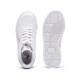 PUMA Cali Court New Bloom Sneakers in White/Grape Mist/Pure Green Angle 0