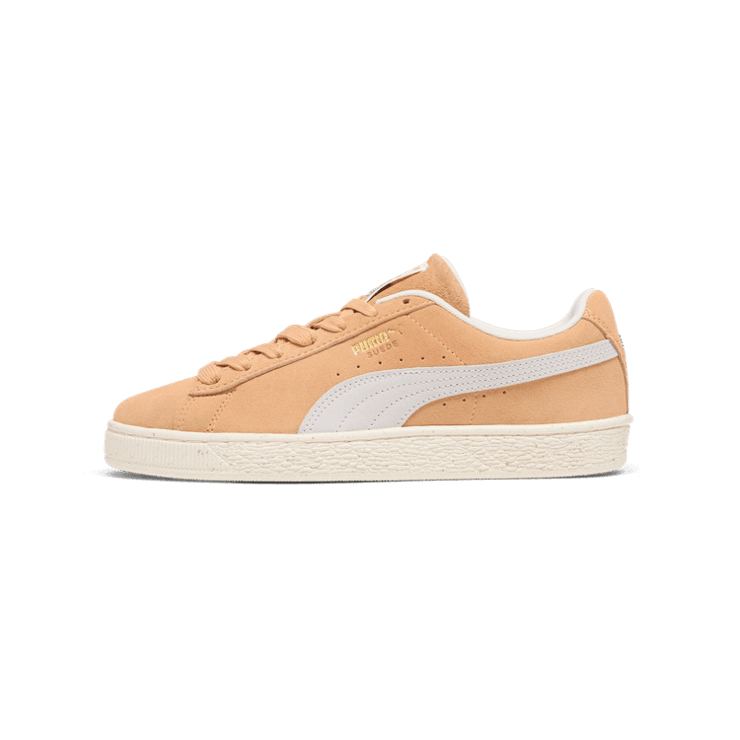 PUMA Suede New Bloom Sneakers in Peach Fizz/Warm White/Team Gold Angle 1