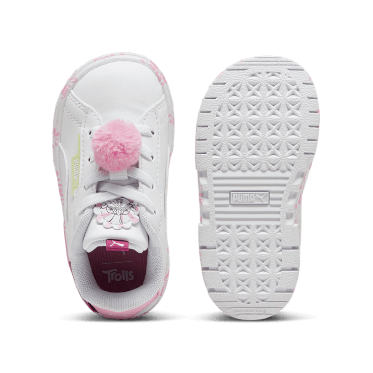 PUMA x TROLLS Mayze Crashed s' Sneakers in White/Mauved Out (TD) Angle 0