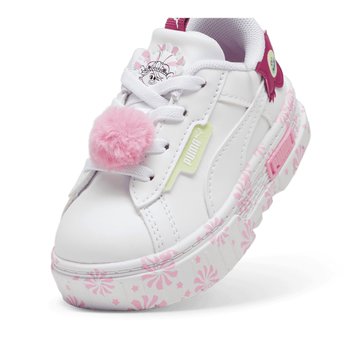 PUMA x TROLLS Mayze Crashed s' Sneakers in White/Mauved Out (TD) Angle 2