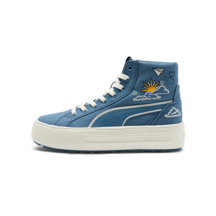 PUMA Kaia 2.0 Mid Novelty Sneakers in Blue Horizon/Frosted Ivory/White Angle 1