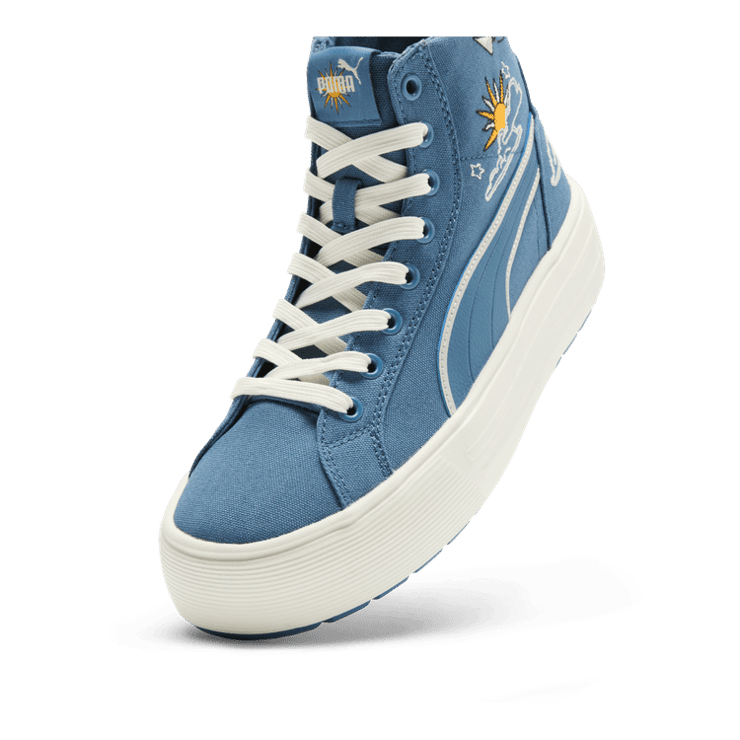 PUMA Kaia 2.0 Mid Novelty Sneakers in Blue Horizon/Frosted Ivory/White Angle 2