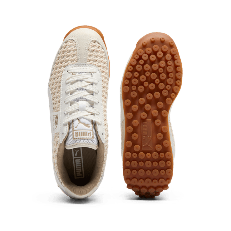 PUMA Easy Rider Knit Sneakers in Warm White/Oak Branch Angle 0