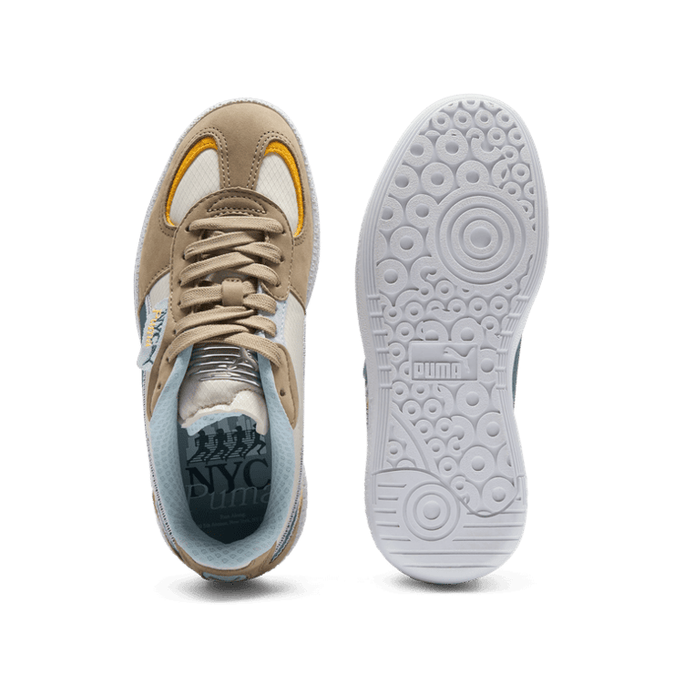 PUMA Palmero Lamoda NYC Long Run Sneakers in Oak Branch/Grey Skies/Tangerine Angle 0