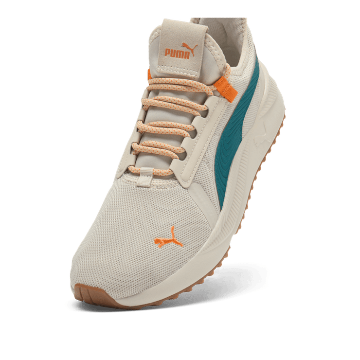 PUMA Pacer Future Street Speckle Sneakers in Desert Dust/Cold Green/Maple Syrup Angle 2