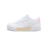 PUMA Carina 2.0 Endless Summer Sneakers in White/Pink Lilac/Lemon Meringue (PS) Angle 1