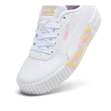 PUMA Carina 2.0 Endless Summer Sneakers in White/Pink Lilac/Lemon Meringue (PS) Angle 2