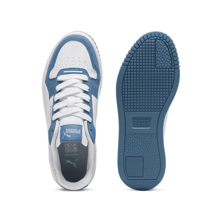 PUMA Carina Street Cord Sneakers in Blue Horizon/White/Frosted Dew (GS) Angle 0