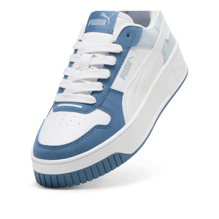 PUMA Carina Street Cord Sneakers in Blue Horizon/White/Frosted Dew (GS) Angle 2