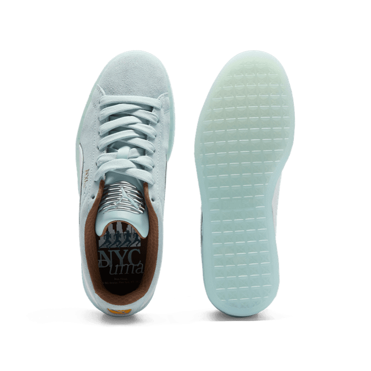 PUMA Suede NYC Long Run Sneakers in Frosted Dew/White/Haute Coffee Angle 0