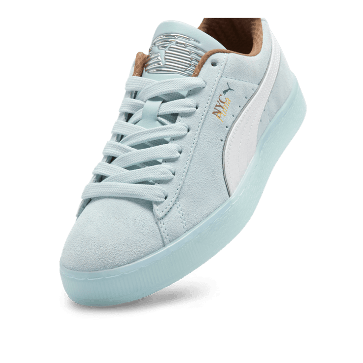 PUMA Suede NYC Long Run Sneakers in Frosted Dew/White/Haute Coffee Angle 2
