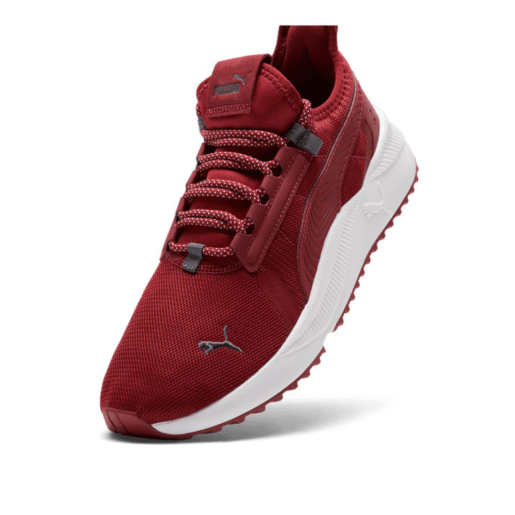 PUMA Pacer Future Street Speckle Sneakers in Intense Red/Intense Red/Galactic Grey Angle 2