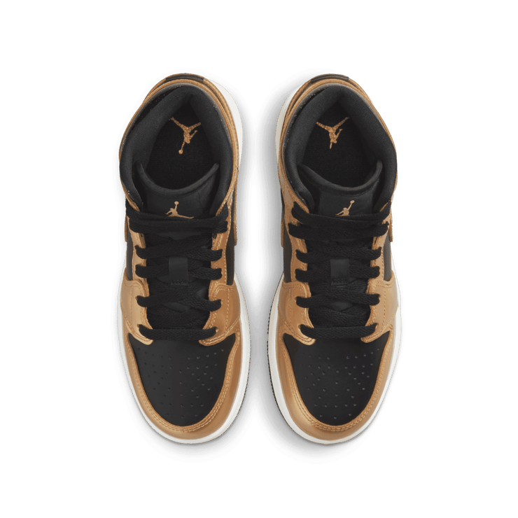 Jordan 1 Mid SE Glitter Black Metallic Gold (GS) Angle 1