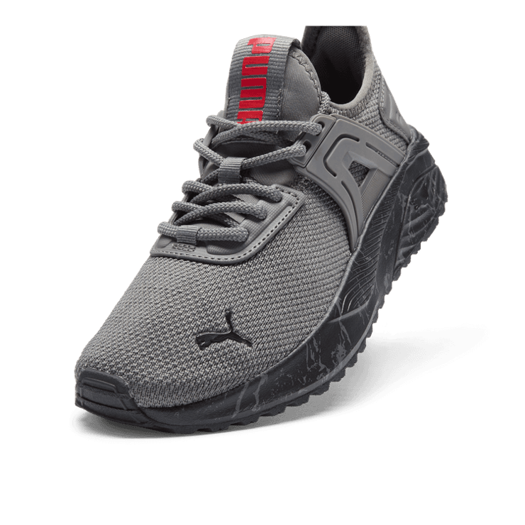 PUMA Pacer 23 Marble Sneakers in Cool Dark Grey/Black/For All Time Red (GS) Angle 2