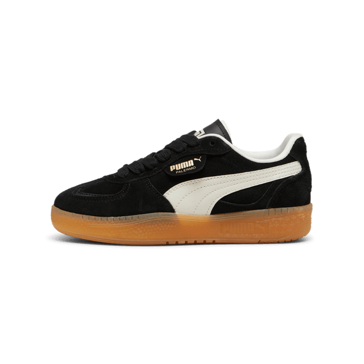 PUMA Palermo Moda Xtra Gum Sneakers Women in Black/Frosted Ivory/Gold Angle 1