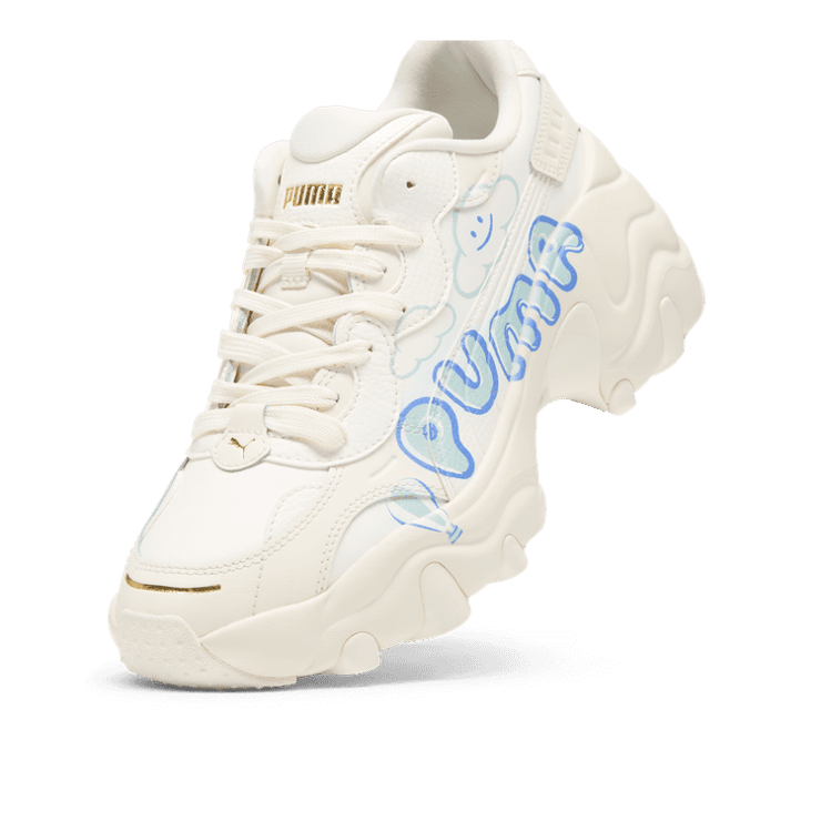 PUMA Pulsar Wedge Cloud Sneakers in Frosted Ivory/Silver Sky/Blue Skies Angle 2