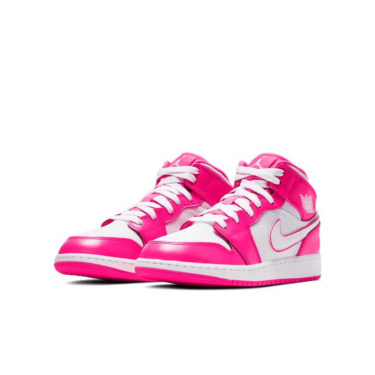 Jordan 1 Mid Hyper Pink White (GS) Angle 2