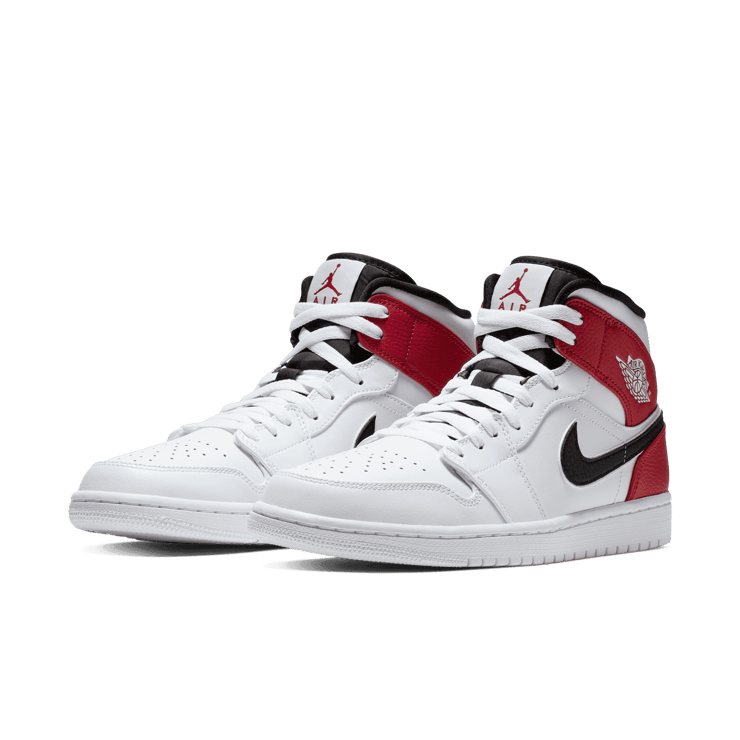 Jordan 1 Mid White Black Gym Red Angle 2