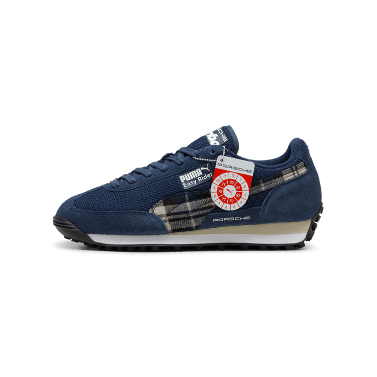PUMA Porsche Legacy Easy Rider Tartan Sneakers in Dark Blue Angle 1
