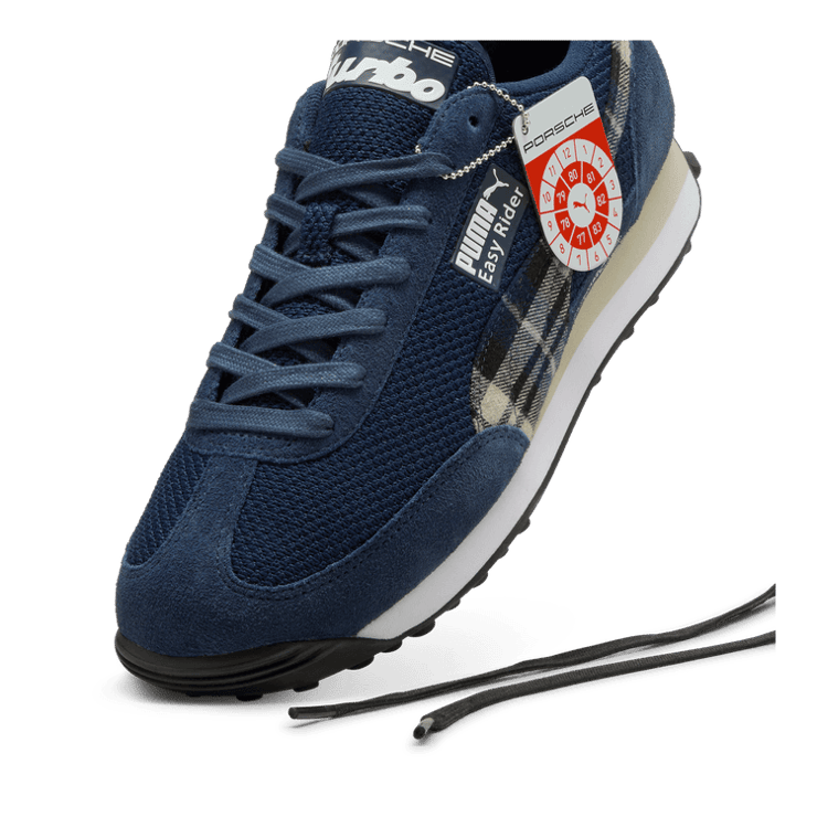 PUMA Porsche Legacy Easy Rider Tartan Sneakers in Dark Blue Angle 2