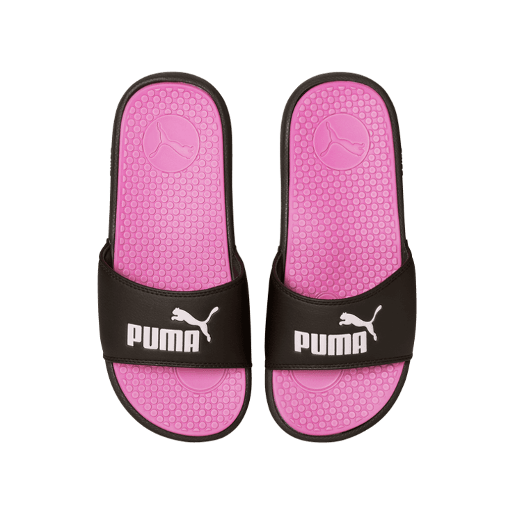 PUMA Cool Cat Slides in Black/Opera Mauve/White Angle 2