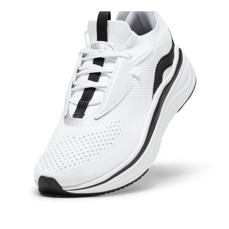 PUMA Softride Stakd in White/Black/Silver Angle 2