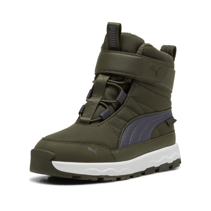 PUMA Evolve Puretex ' Boots in Dark Olive/Galactic Grey/White (GS) Angle 2