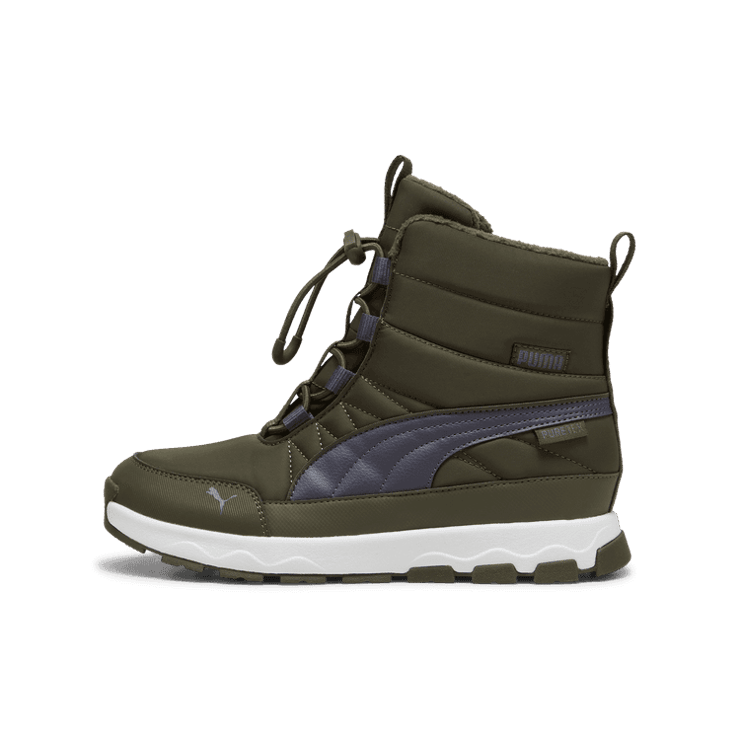 PUMA Evolve Puretex Boots in Dark Olive/Galactic Grey/White (GS) Angle 1