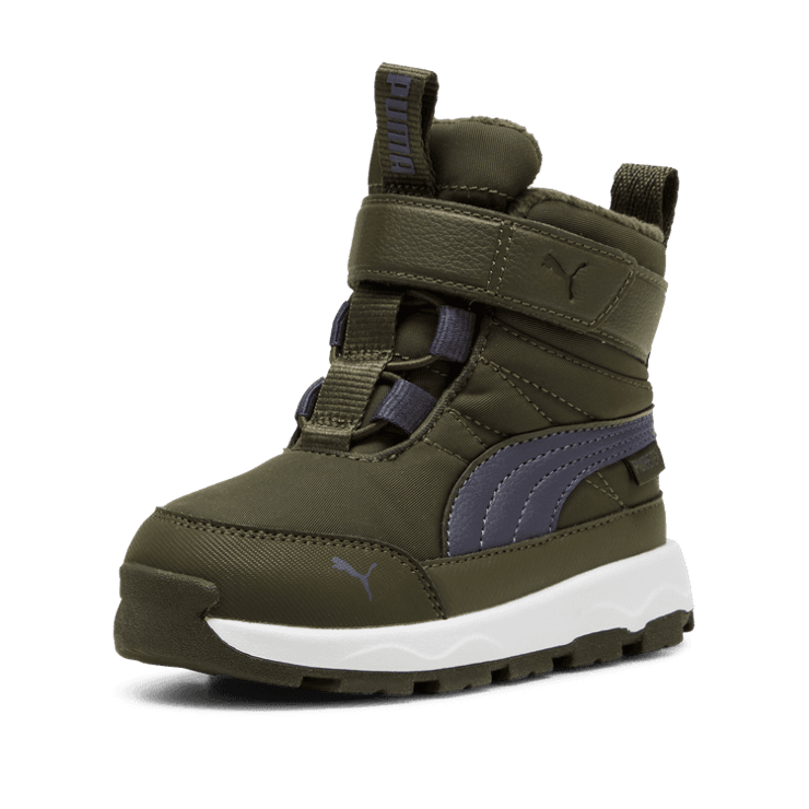 PUMA Evolve s' Boots in Dark Olive/Galactic Grey/White (TD) Angle 2