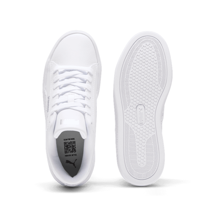 PUMA Smash v3 Platform Sneakers in White/Silver Angle 0