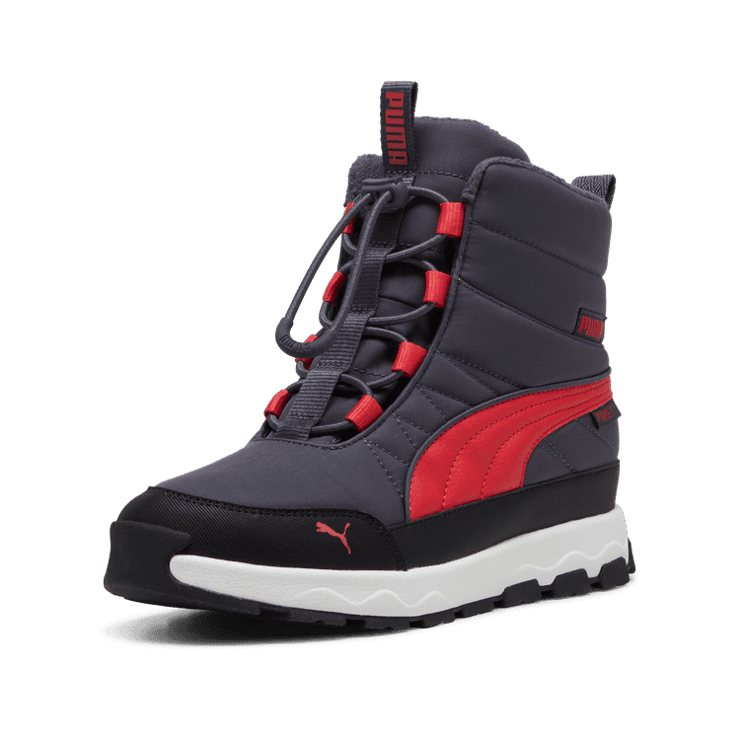 PUMA Evolve Puretex Boots in Galactic Grey/Tart Cherry/Black (GS) Angle 2