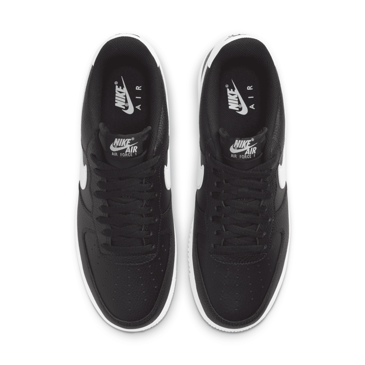 Nike Air Force 1 Low '07 Black White Pebbled Leather Angle 2