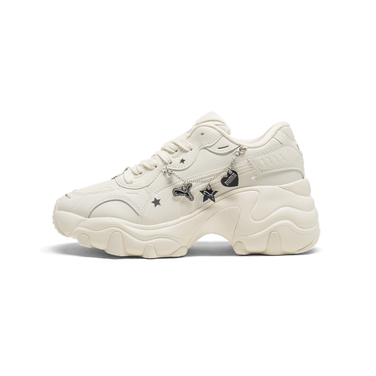 PUMA Pulsar Wedge Chain Sneakers in Frosted Ivory/Silver Angle 1