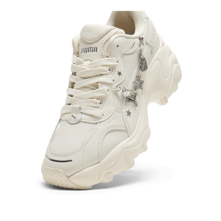 PUMA Pulsar Wedge Chain Sneakers in Frosted Ivory/Silver Angle 2
