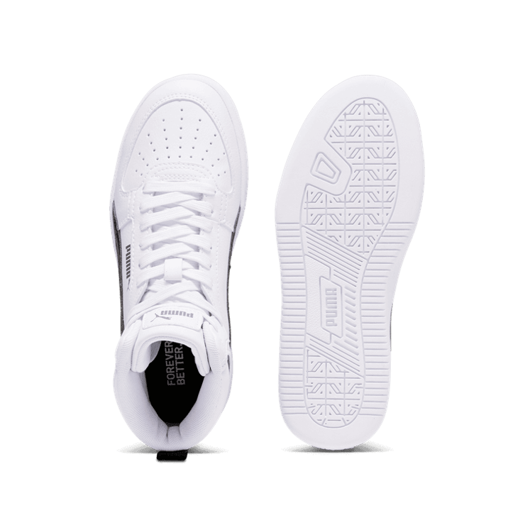 PUMA Caven 2.0 Mid Youth Sneakers in White/Black/Gold Angle 0