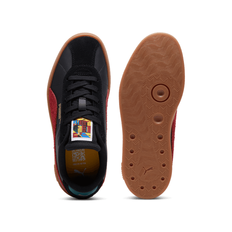 PUMA Club II YEAR OF SPORT Sneakers in Black/Intense Red/Gum (GS) Angle 0