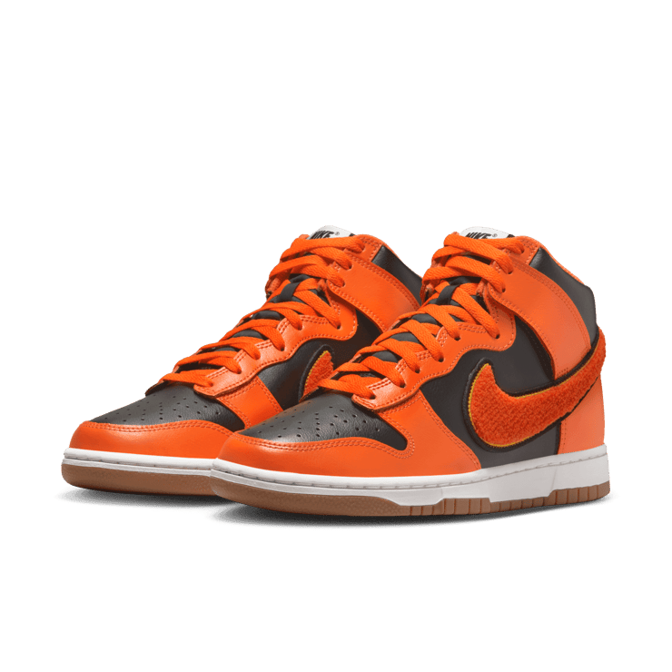 Nike Dunk High Chenille Swoosh Safety Orange Angle 2