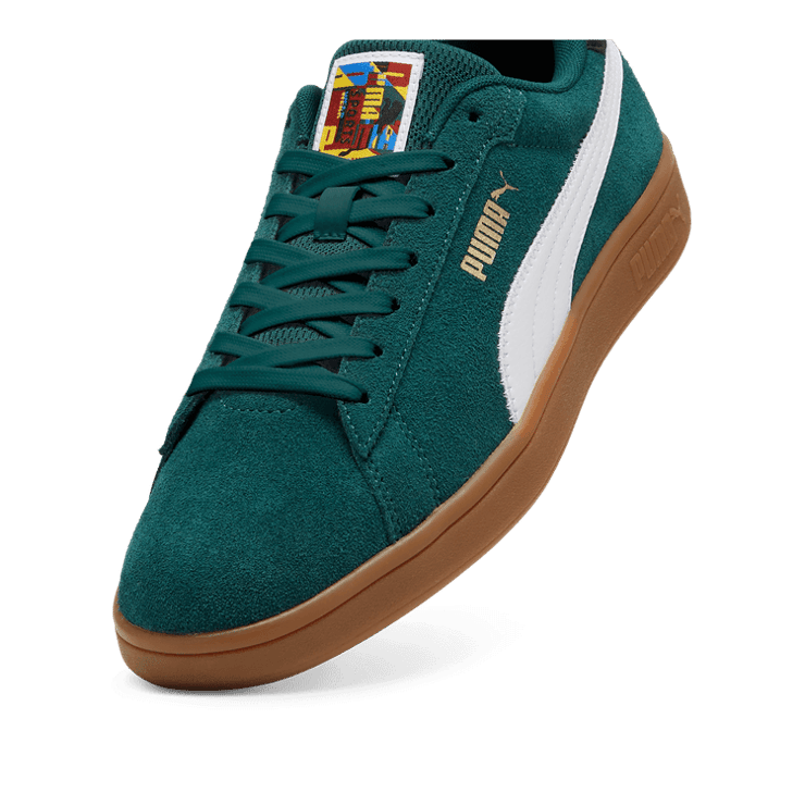 PUMA Smash 3.0 Year Of Sport Sneakers in Dark Myrtle/White/Gum Angle 2