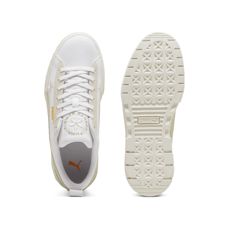 PUMA Mayze Embroidery Sneakers Women in White/Pistachio Green Angle 0