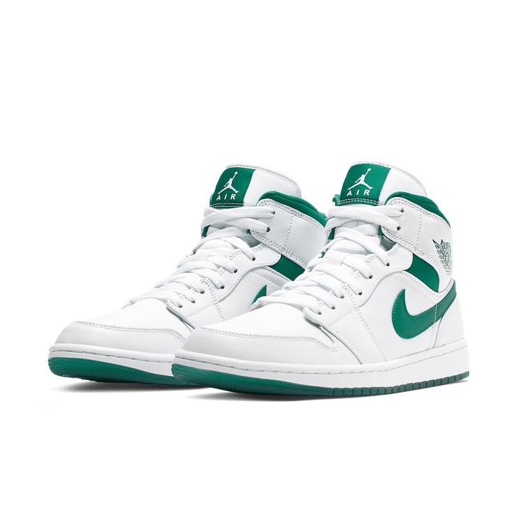 Jordan 1 Mid White Mystic Green Angle 2