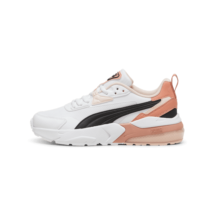 PUMA Vis2k Sneakers in White/Black/Deeva Peach (GS) Angle 1