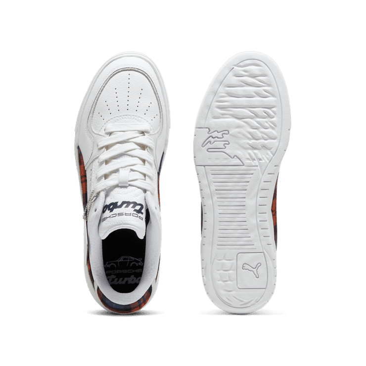 PUMA Porsche Legacy CA Pro Tartan Sneakers in White/Redmazing Angle 0